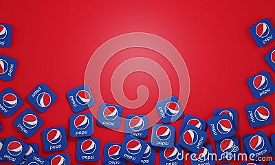 Melitopol, Ukraine - November 21, 2022: Pepsi logo icon isolated on color background. Pepsi is carbonated soft drink Editorial Stock Photo