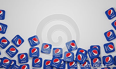 Melitopol, Ukraine - November 21, 2022: Pepsi logo icon isolated on color background. Pepsi is carbonated soft drink Editorial Stock Photo