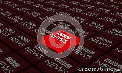 Melitopol, Ukraine - September 28, 2022: BBC News logo icon isolated on shape of cubes. BBC News is an operational Editorial Stock Photo