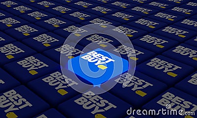 Melitopol, Ukraine - September 28, 2022: Best Buy store logo icon isolated on shape of cubes. Best Buy is an American Editorial Stock Photo