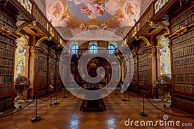 Melk, Austria - October 2021: Library of Melk Abbey Editorial Stock Photo
