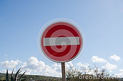 Mellieha, Malta, 30 december 2018 - No entry traficc sign Stock Photo