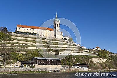 Melnik castle above the confluence of the Elbe and Vltava rivers, Central Bohemia, Czech Republic Stock Photo