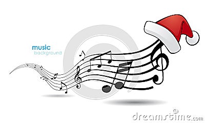 Melody with Christmas hat. Vector Illustration