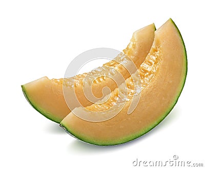 Melon cantaloupe pieces isolated on white Stock Photo