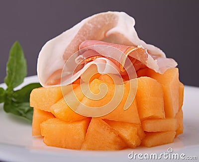 Melon an cured ham Stock Photo