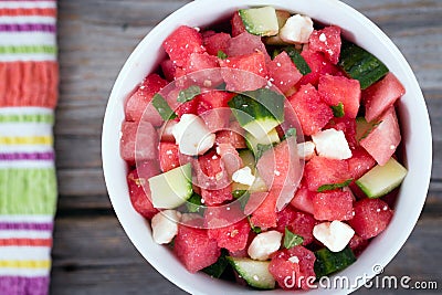 Melon feta mint healthy salad Stock Photo