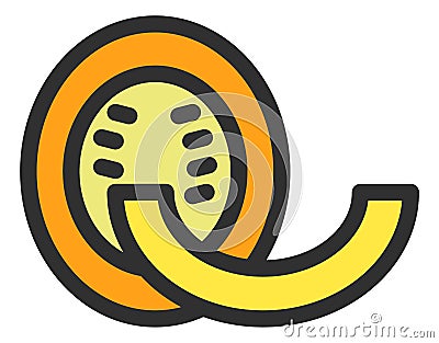 Melon icon. Honey cantaloupe. Sweet fleshy fruit Vector Illustration