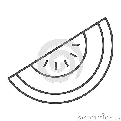 Melon thin line icon, fruit and vitamin, diet sign Vector Illustration