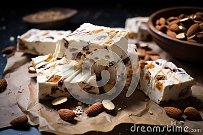 Melt-in-mouth Nutty nougat. Generate Ai Stock Photo