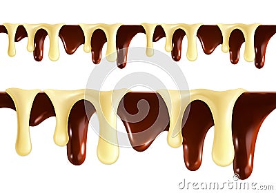 Melted black and white chocolate Vector Illustration