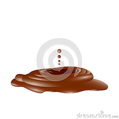 Melted braun chocolate, liquid in 3d,vector Cartoon Illustration