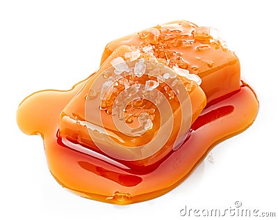 Melted caramel with salt Stock Photo