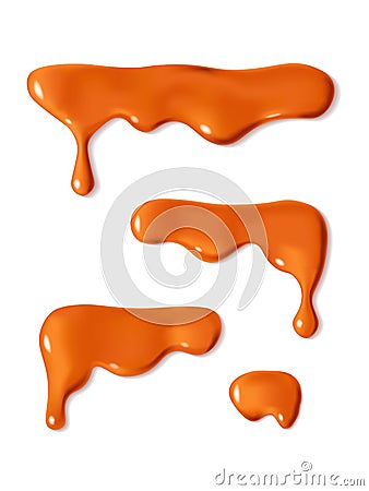 Melted caramel sauce drop set Vector Illustration