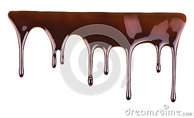 Melted chocolate dripping on white background Stock Photo