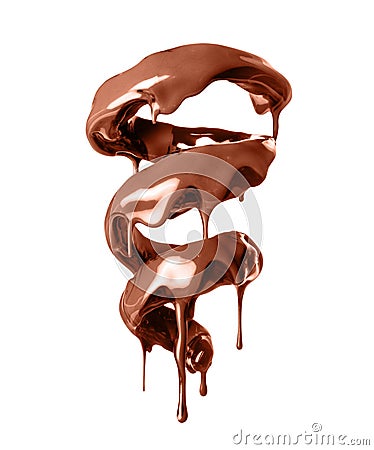Melted chocolate with milk in a swirling shape isolated on a white background Stock Photo