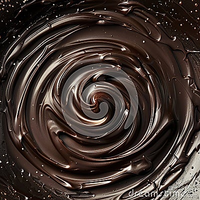 swirls of melted chocolate, a deep, velvety texture, and a top view Stock Photo