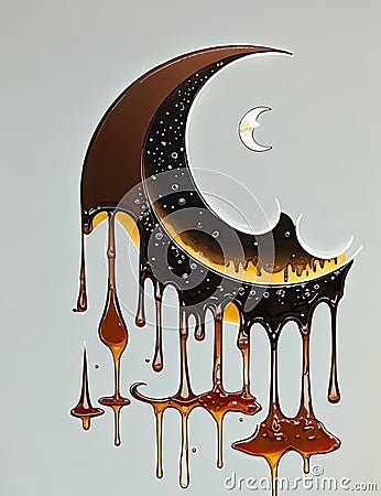 Melted Honey Glistening in Moon Stock Photo