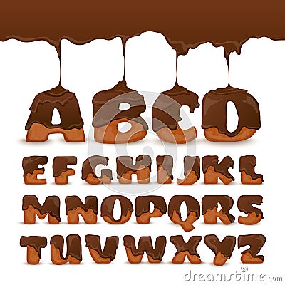 Melting Chocolate Alphabet Cookies Collection Poster Vector Illustration