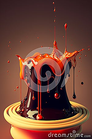 Melting chocolate Dripping, oozing, splashing. Ai generative Stock Photo