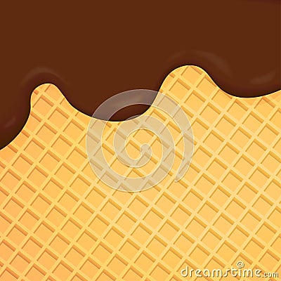 Melting chocolate with wafer background Vector Illustration