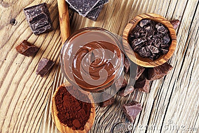 Melting chocolate or melted chocolate with a chocolate swirl. M Stock Photo