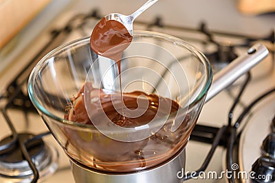 Melting Chocolate On Stove Stock Photo