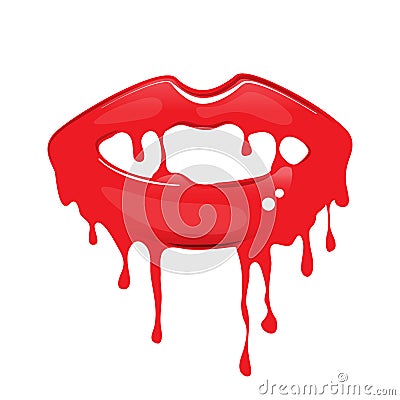 Melting Dripping Red Lips Cartoon Illustration