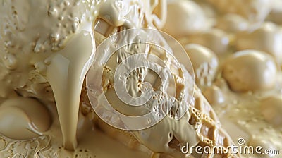 Melting Ice Cream Macro Shot Stock Photo