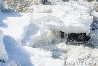 Melting Ice on the Moricetown Canyon Stock Photo