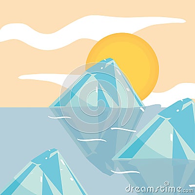 melting iceberg ocean Vector Illustration