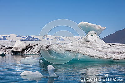 Melting Icebergs in Iceland, Climate Change Concept Stock Photo