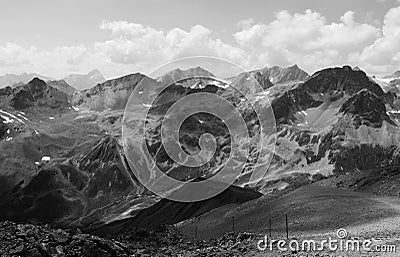 Melting Permafrost due to global clima change at Julier, Upper Engadin, GraubÃ¼nden, Swiss Alps Stock Photo