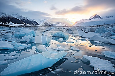 Melting polar ice. Impact of climate change on the Arctic and Antarctic regions. Stock Photo