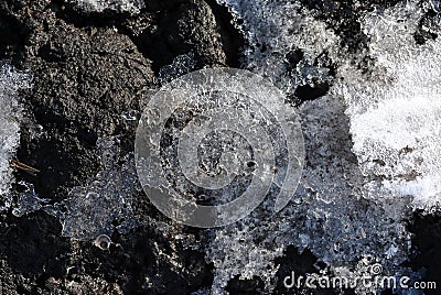 Melting snow background close up detail Stock Photo