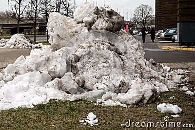 Melting snow, frost and weather. Parking and traffic. Urban environment Stock Photo