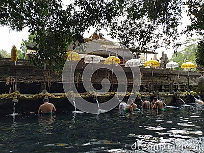 Melukat at Tirta Empul Temple Editorial Stock Photo