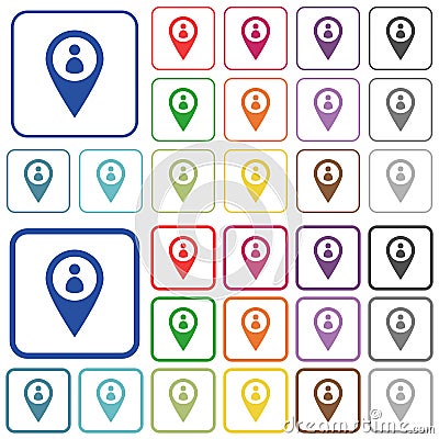 Member GPS map location outlined flat color icons Stock Photo