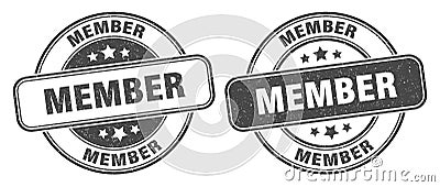 Member stamp. member label. round grunge sign Vector Illustration