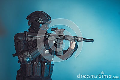 Member of the SWAT squad Stock Photo