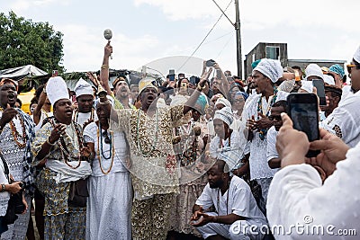Members of the Candomble religion are seen during a religious ce Editorial Stock Photo