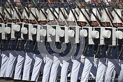 Military parade as part of the Fiestas Patrias commemorations in Santiago, Chile Editorial Stock Photo