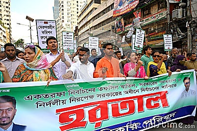 Opposition BNP party calls 48-hour nationwide strike in Bangladesh. Editorial Stock Photo