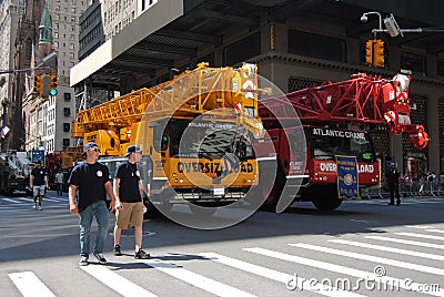 Oversize Load, Heavy Duty Equipment On 5th Avenue During The Labor Day Parade And March, International Union of Operating Engineer Editorial Stock Photo