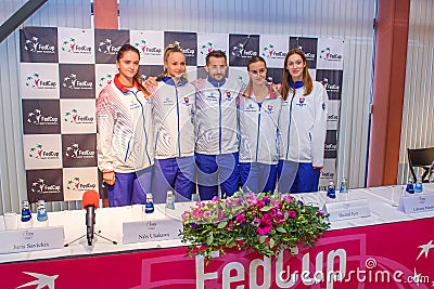 Members of Team Slovakia for FedCup Editorial Stock Photo