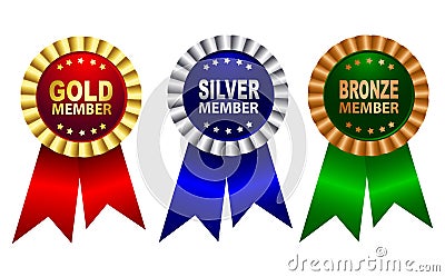 Membership award ribbon rosette Vector Illustration