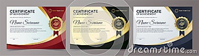 Membership certificate best award diploma set Vector Illustration