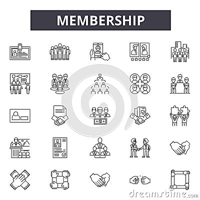 Membership line icons, signs, vector set, outline illustration concept Vector Illustration