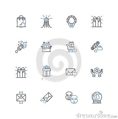 Mementos line icons collection. Souvenir, Keepsake, Remembrance, Memory, Token, Treasure, Trinket vector and linear Vector Illustration