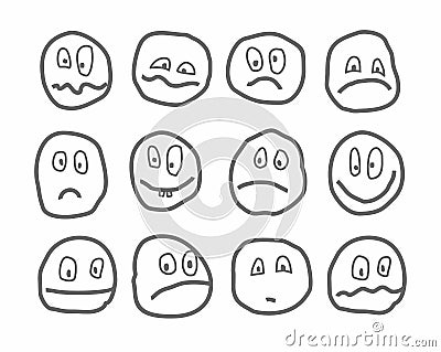 Memes, emotions, vector icons, round. Vector Illustration